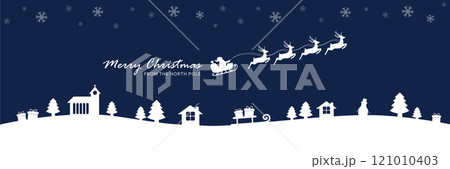 christmas banner santa claus in a sleigh with reindeer vector illustration christmas banner santa claus in a sleigh with reindeer vector illustration 121010403