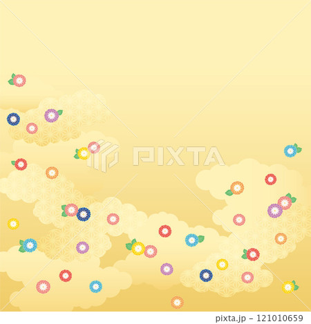 背景素材-和風（菊ちらし）2ベク 121010659