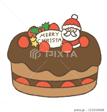 いちごとチョコのクリスマスケーキのゆるかわイラスト いちごとチョコのクリスマスケーキのゆるかわイラスト 121010696
