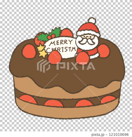いちごとチョコのクリスマスケーキのゆるかわイラスト いちごとチョコのクリスマスケーキのゆるかわイラスト 121010696