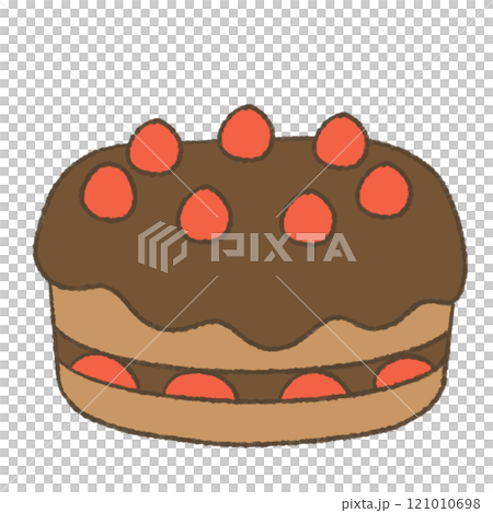 A cute illustration of a chocolate and strawberry cake A cute illustration of a chocolate and strawberry cake 121010698