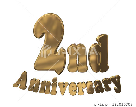 3DCG文字「2nd Anniversary/2周年マークキラキラ」ゴールド,金 3DCG文字「2nd Anniversary/2周年マークキラキラ」ゴールド,金 121010703