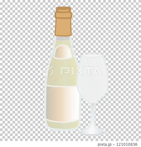 白ワインとグラスのイラスト 121010836