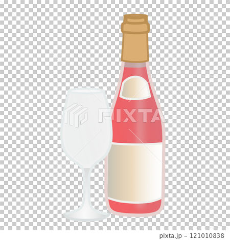 ロゼワインとグラスのイラスト 121010838