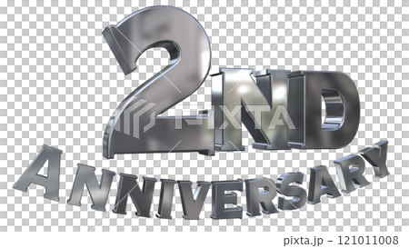 3DCG letters "2nd Anniversary/2nd Anniversary mark glitter" Silver, Silver 121011008