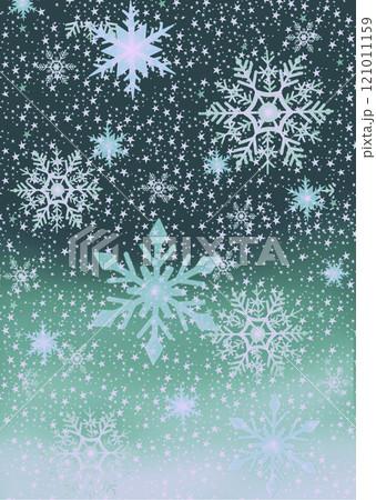 雪の結晶が舞う背景 イラスト グリーントーン素材 121011159
