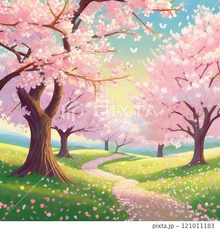 桜の咲く風景（AI生成画像） 121011183