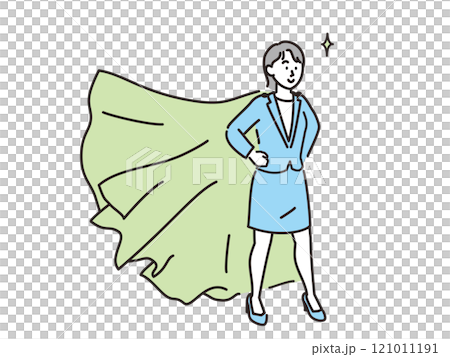 A woman wearing a cape stands up 121011191