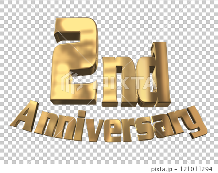 3DCG letters "2nd Anniversary/2nd Anniversary Mark Sparkling" Gold, Gold 3DCG letters "2nd Anniversary/2nd Anniversary Mark Sparkling" Gold, Gold 121011294