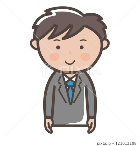 笑顔で正面を向く若い男性ビジネスマンのイラスト 笑顔で正面を向く若い男性ビジネスマンのイラスト 121012189