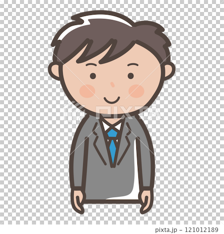 笑顔で正面を向く若い男性ビジネスマンのイラスト 笑顔で正面を向く若い男性ビジネスマンのイラスト 121012189