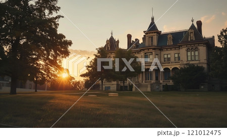 Old government building at sunset, symbolizing rich legacy and cultural heritage for future generations. 121012475