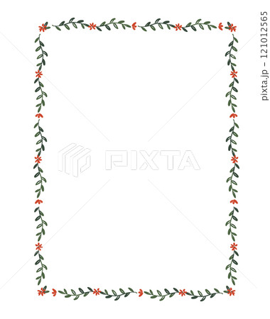 Beautiful Christmas frame in old vintage retro style. Ready to use Xmas clip art. Hand drawn new year print for invitation cards. 121012565