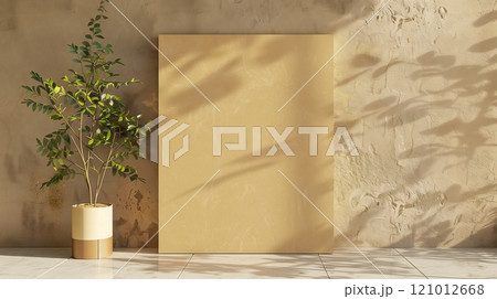 A smooth MDF board with sanded edges is set against a minimalist backdrop, showcasing its refined finish. 121012668