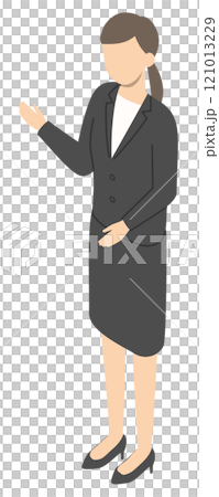 Guiding female office worker - isometric 121013229