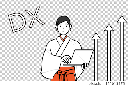 事業進步成功的巫女DX的形象，白色外套和猩紅色袴 121013376