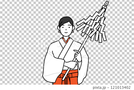 御祈祷する神社の巫女、白衣と緋袴 御祈祷する神社の巫女、白衣と緋袴 121013402