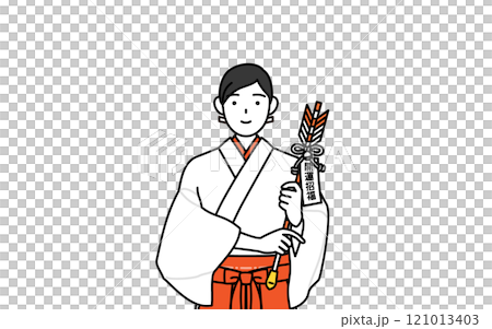 身著濱屋、白袍、猩紅色袴的巫女 身著濱屋、白袍、猩紅色袴的巫女 121013403