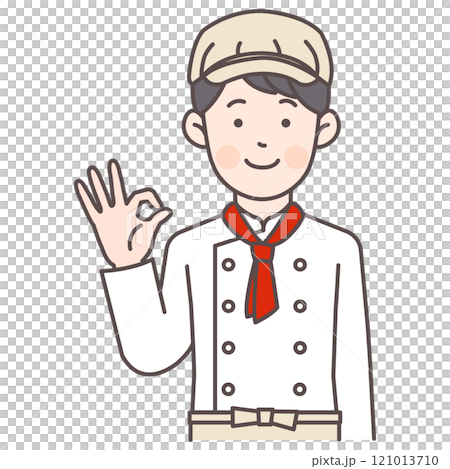 Male bakery staff giving an OK sign 121013710