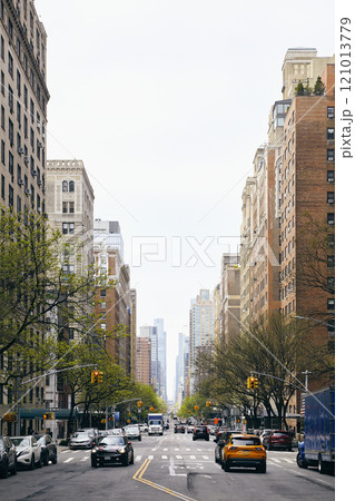 New York City, NY, USA, Traffic on street in residential district New York City, NY, USA, Traffic on street in residential district 121013779