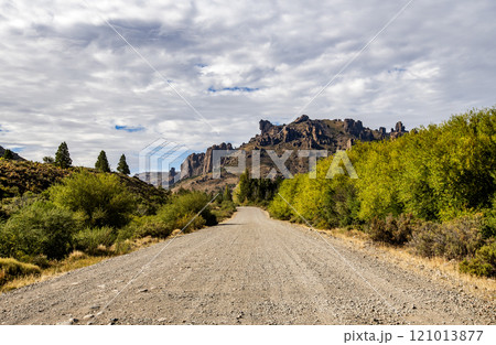 Empty gravel road leading to Estancia Arroyo Verde 121013877