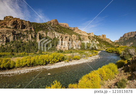 Traful River and rock formations on Estancia Arroyo Verde 121013878