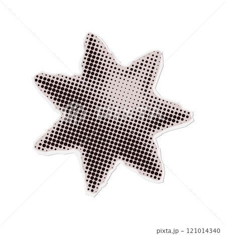 Star - Christmas torn out paper sticker in naive halftone collage style. Vector vintage clay toy. 121014340