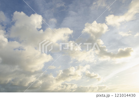 Cumulus clouds in early evening light 121014430