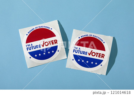 Future voter sticker on blue background Future voter sticker on blue background 121014618