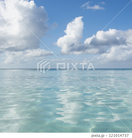 USA, United States Virgin Islands, St. John, Clouds over calm Caribbean Sea 121014737