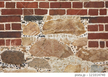 Close-up of brick and stone wall 121014740