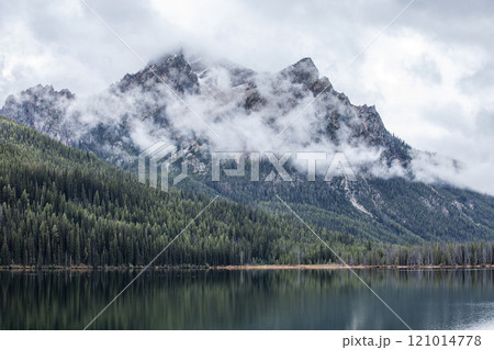 USA, Idaho, Clouds covering Sawtooth Mountains at Stanley Lake USA, Idaho, Clouds covering Sawtooth Mountains at Stanley Lake 121014778