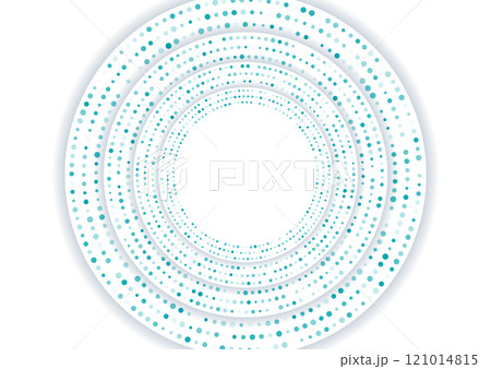 White paper circles with small blue sparkling halftone dots futuristic background White paper circles with small blue sparkling halftone dots futuristic background 121014815