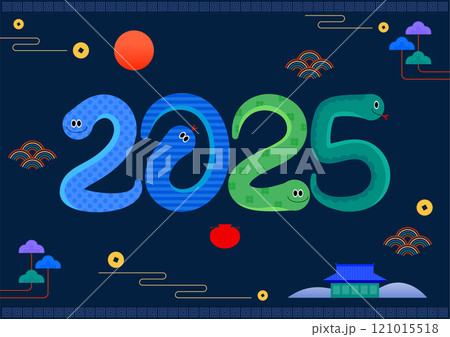 Illustration of a large snake representing the year 2025 121015518