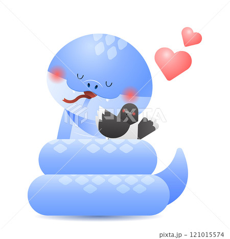 A snake affectionately hugging a magpie A snake affectionately hugging a magpie 121015574