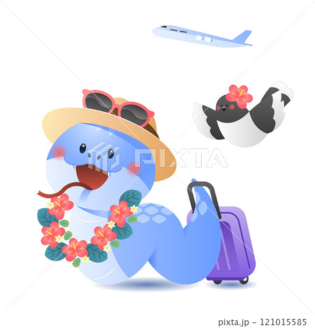 A snake traveling wearing a garland A snake traveling wearing a garland 121015585