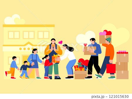 People handing out gifts to orphanage children People handing out gifts to orphanage children 121015630