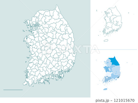 Korea South Korea Korean Peninsula national map illustration 121015670