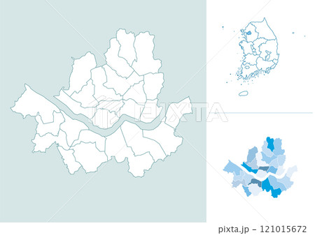 Map illustration of Seoul, South Korea 121015672