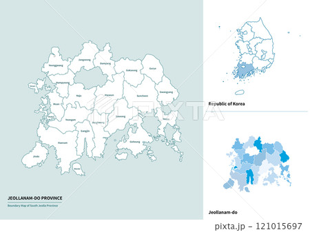 Korea Jeollanam-do English map illustration 121015697