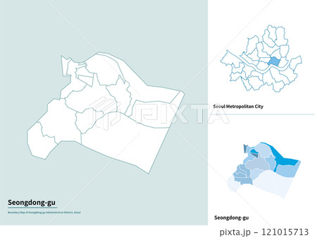 Seongdong-gu map illustration in Seoul, Korea 121015713
