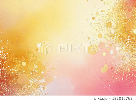 水彩の綺麗なピンクと金色のグラデーション背景 121015762