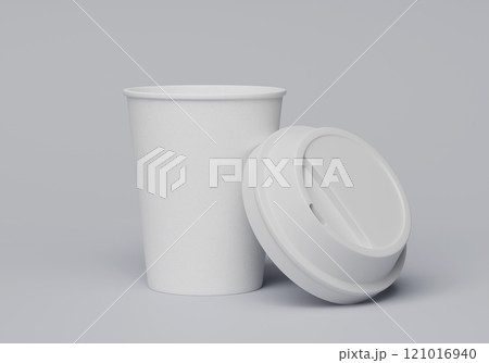 coffee cup with open white lid sleeveless 3D render mock up 121016940