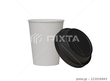 coffee cup with open black lid sleeveless 3D render mock up coffee cup with open black lid sleeveless 3D render mock up 121016943