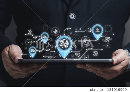 Transport Management System technology, trade, import, export. Procurement management and supply chain and logistics concept. inventory management. business operations. delivery service. 121016969