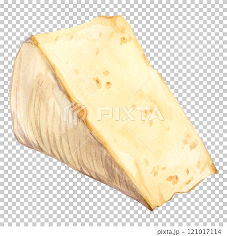 Watercolor cheddar cheese. Dairy fermented product. Hard English cheese isolated on background. Illustration for farm organic product design. 121017114
