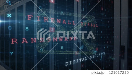 Image of virus warning and digital data processing over computer servers Image of virus warning and digital data processing over computer servers 121017230