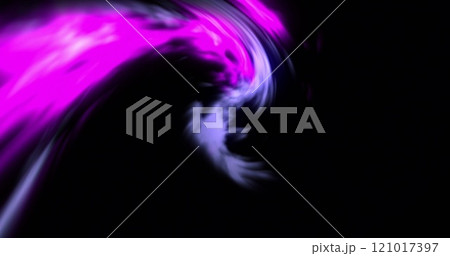 Image of glowing light trails moving over black background 121017397