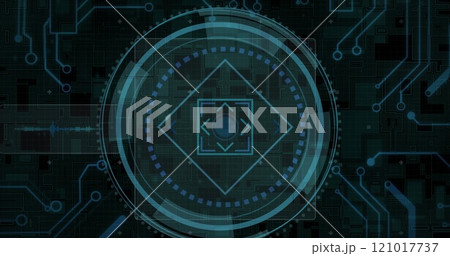 Image of network of connections over scope scanning 121017737