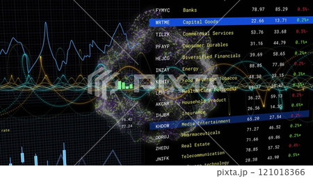 Financial data and stock market image over diverse industry sectors list 121018366